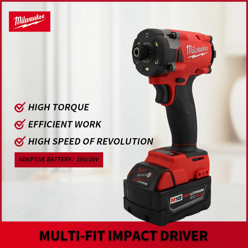 Milwaukee  Brushless Impact Driver 300NM 18V Motor Cordless Rechargeable Lithium Battery Impact Wrench  Screwdriver Power Tool