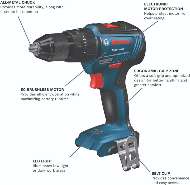 Parafusadeira e furadeira BOSCH GSB18V-490N