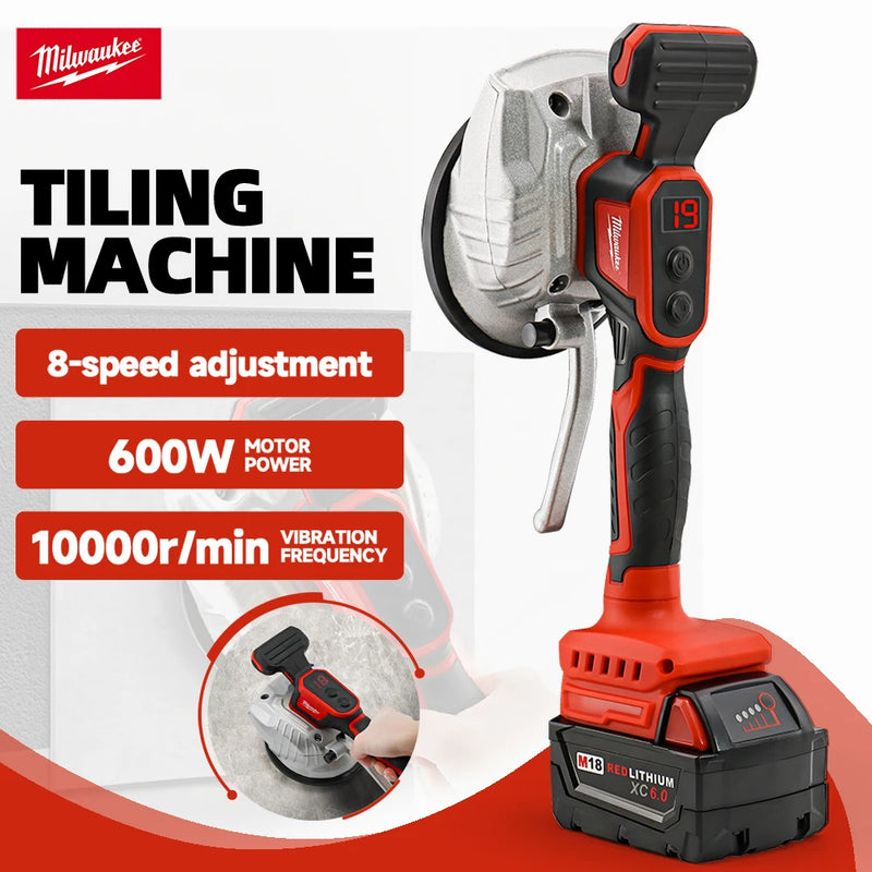 Milwaukee 18V Tile Laying Machine 8 Speed adjustment High Loading Capacity Wall Floor Tile Laying Vibrating Home Decoration Tool