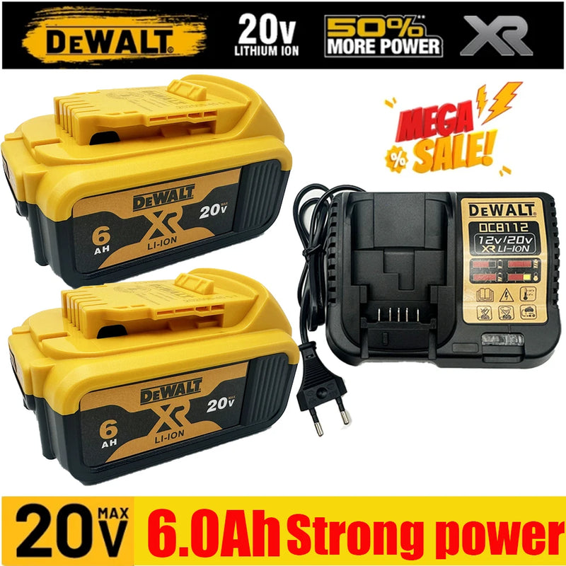 Dewalt 20V Battery 6.0Ah Replacement Battery  DCB200 Rechargeable DCD887 DCD805 DCF860 DCG406 DCF512Power Tool Battery
