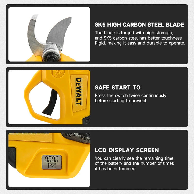 DeWalt Electric Scissors For Pruning Branches Fruit Garden Potted Pruning Tool With LED Power Display Electric Scissors