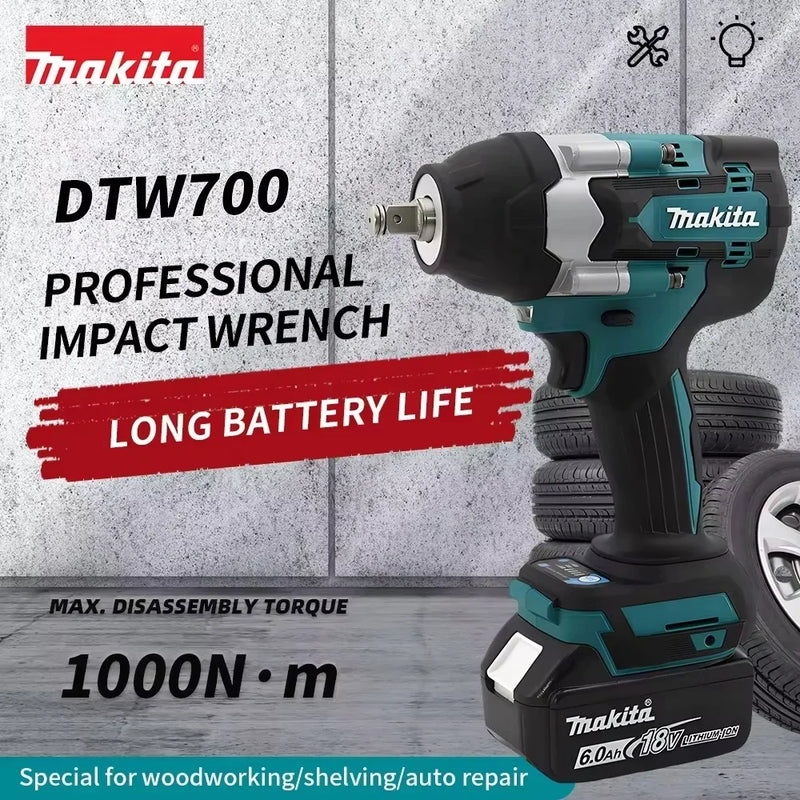 Chave de Impacto Makita DTW700 Sem Fio – Motor Brushless, Torque 1000Nm | Ferramenta Profissional para Reparos Automotivos