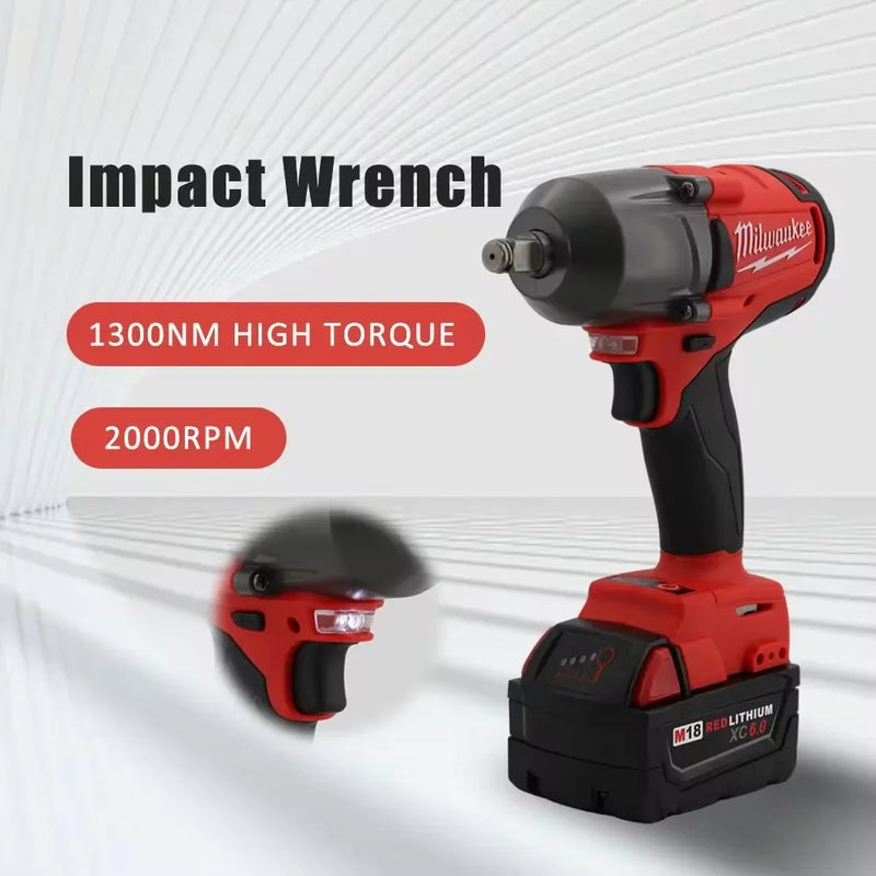 Milwaukee 18V Battery 900NM High Torque Cordless Impact Wrench Brushless Electric Impact Wrench Car Truck Repair Power Tools