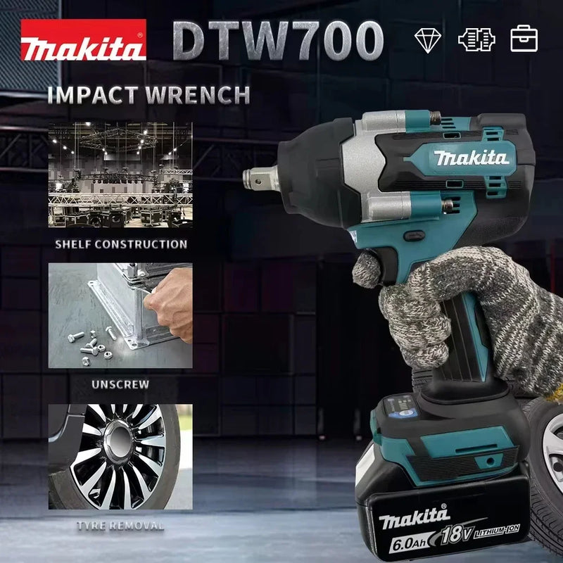 Chave de Impacto Makita DTW700 Sem Fio – Motor Brushless, Torque 1000Nm | Ferramenta Profissional para Reparos Automotivos