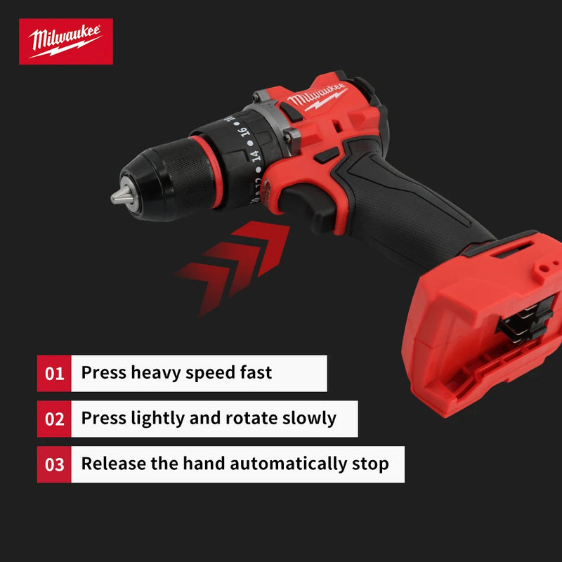 Milwaukee 150N.M Brushless Electric Impact Drill LED Lighting Cordless Screwdriver Rechargeable 18V Battery Motor Power Tools