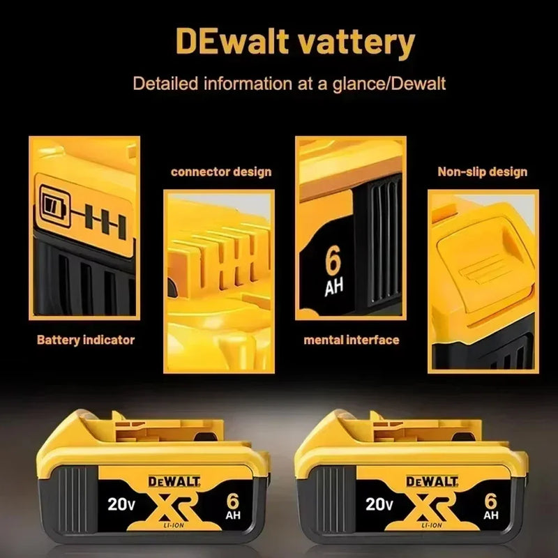 Original DEWALT battery，20V,，6AH， rechargeable lithium-ion battery，DCB115，DCB118,，Dewalt tool battery, dewalt ，DCB1104 charger