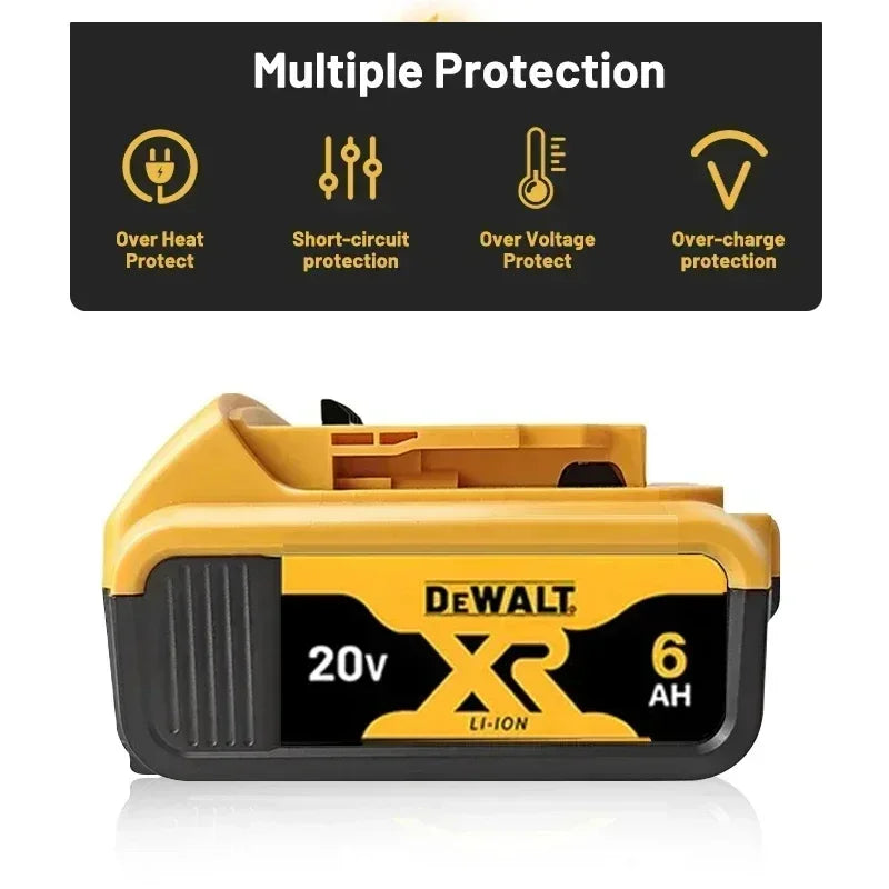 Dewalt 20V Battery 6.0Ah Replacement Battery  DCB200 Rechargeable DCD887 DCD805 DCF860 DCG406 DCF512Power Tool Battery