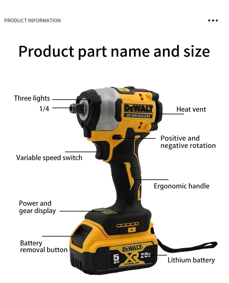 DEWALT DCF922 – Chave de Impacto 20V com 406Nm de Torque, Motor Brushless e Alta Rotação 2500 RPM