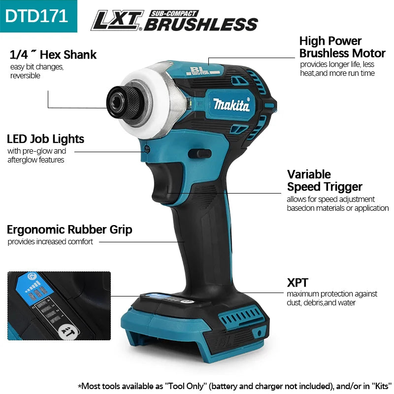 Parafusadeira De Impacto 1/4 Bateria 18v Makita Dtd172z