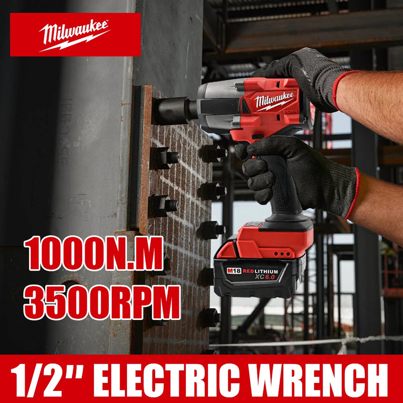 Milwaukee Tools M18 Battery 1000N.M Brushless Electric Impact Wrench Cordless Electric Wrench 1/2 inch Screwdriver Power Tools