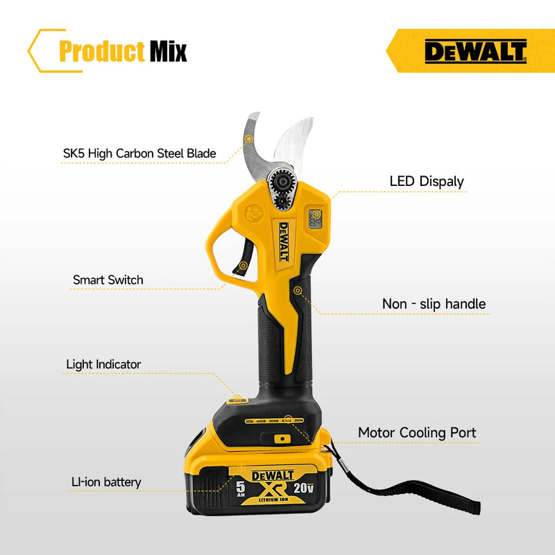 DeWalt Electric Scissors For Pruning Branches Fruit Garden Potted Pruning Tool With LED Power Display Electric Scissors