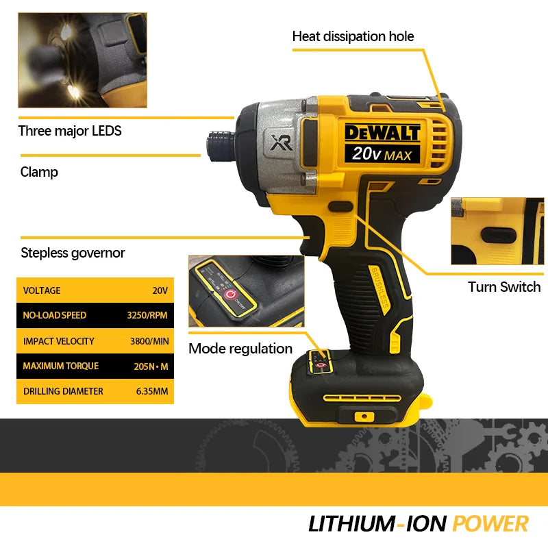 Parafusadeira de Impacto a Bateria 20V Dewalt Modelo DCF887B Sem Bateria e Sem Carregador