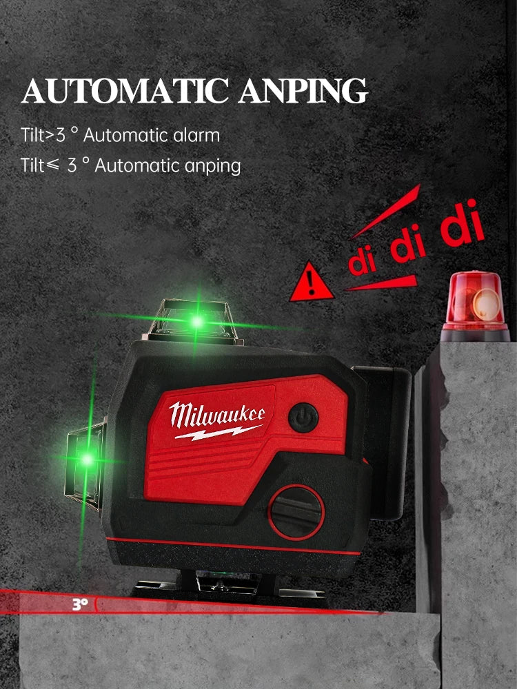 Milwaukee 3D/4D Laser Level 12/16 Lines Horizontal And Vertical With Remote Control 16 Lines 360° Self-leveling Laser Level Beam