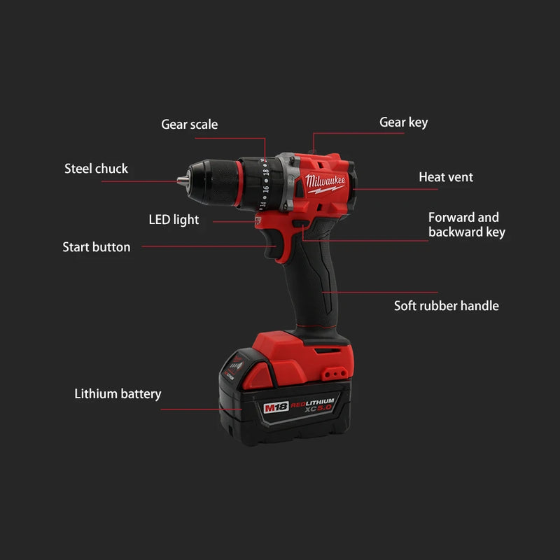 Milwaukee 18V | Furadeira e Parafusadeira de Impacto Sem Fio – Brushless, 150N, Recarregável