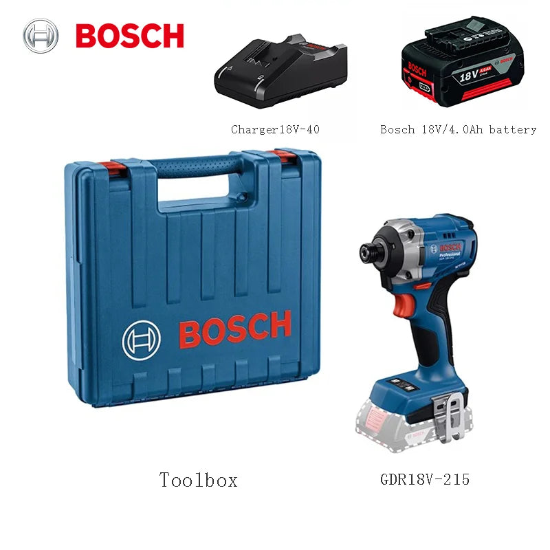 Bosch GDR18V-215 18V Cordless Brushless Impact Driver - 215Nm Max Torque, 1/4" Hex Chuck, 2-Speed (0-2100/3300 rpm)