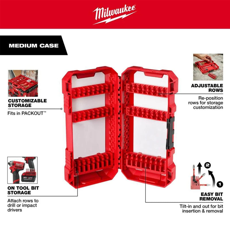 Maleta com Suporte para Bits Compatível com Milwaukee 48-32-9921 – Case Médio de acessórios para Chave de Impacto