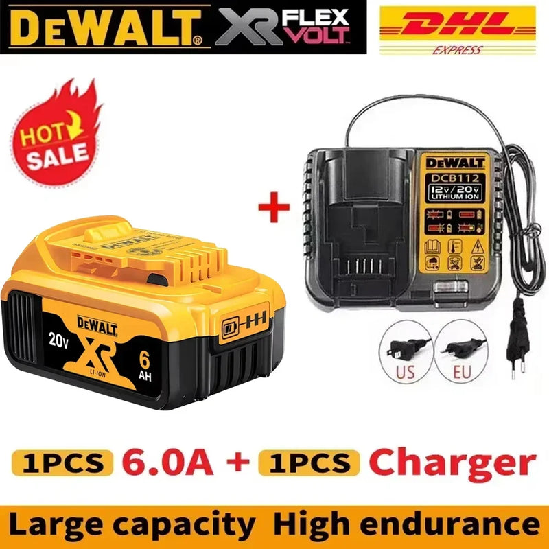Original DEWALT battery，20V,，6AH， rechargeable lithium-ion battery，DCB115，DCB118,，Dewalt tool battery, dewalt ，DCB1104 charger