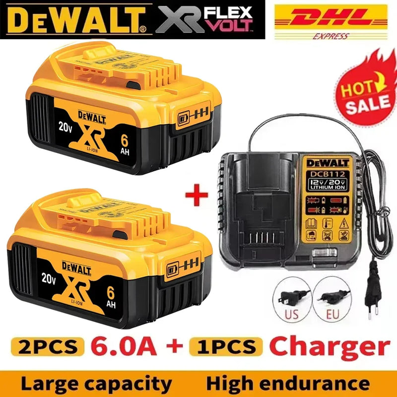 Original DEWALT battery，20V,，6AH， rechargeable lithium-ion battery，DCB115，DCB118,，Dewalt tool battery, dewalt ，DCB1104 charger